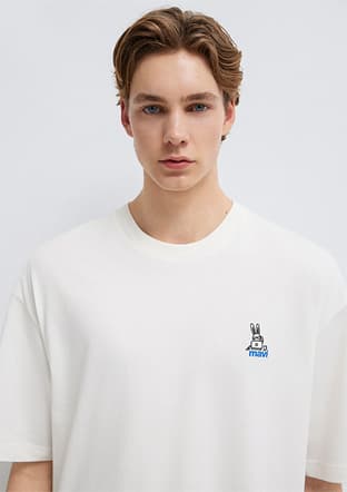 M0613178-70057 Erkek Beyaz Baskılı T-shirt - 3