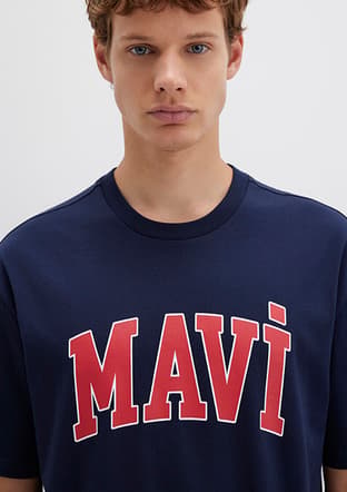 M0611711-84371 Erkek Lacivert Baskılı T-shirt - 3