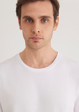 M065574-620 Erkek Beyaz Basic T-shirt - 3