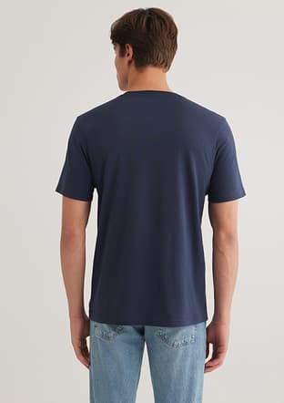 M0611714-70497 Erkek Lacivert Baskılı T-shirt - 2