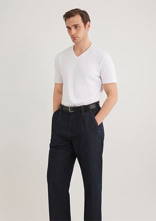 M061748-620 Erkek Beyaz V Yaka T-shirt - 1