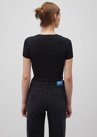 M1600814-900 Kadın Siyah O Yaka T-shirt - 2