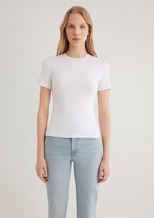 M1600963-620 Kadın Beyaz Basic T-shirt - 1