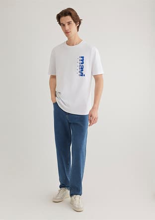 M0611745-620 Erkek Beyaz Baskılı T-shirt - 2