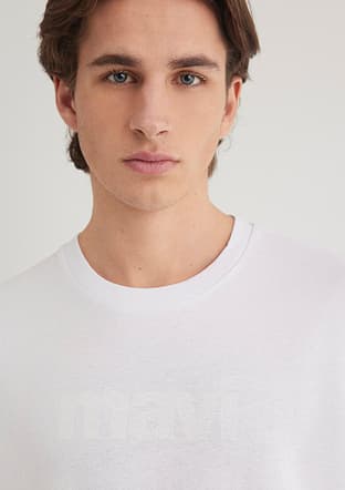 M0611807-620 Erkek Beyaz Baskılı T-shirt - 3