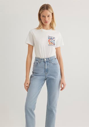 M1612956-70057 Kadın Beyaz Baskılı T-shirt - 2
