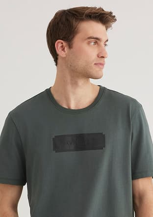 M0612528-71598 Erkek Yeşil Bisiklet Yaka T-shirt - 2