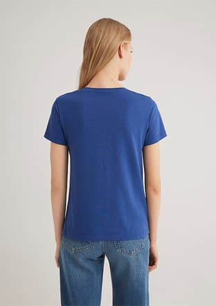 M1612961-70899 Kadın Mavi Baskılı T-shirt - 3