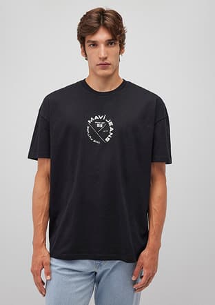 M0611719-900 Erkek Siyah Baskılı T-shirt - 1