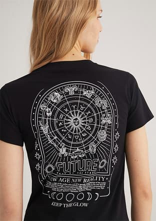 M1612947-900 Kadın Siyah Baskılı T-shirt - 3