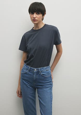 M1600955-70726 Kadın Mavi Basic T-shirt - 1
