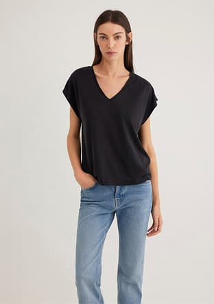 M1612943-900 Kadın Siyah Kısa Kol T-shirt - 1