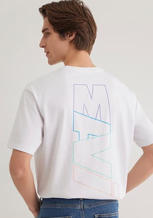 M0612350-620 Erkek Beyaz Baskılı T-shirt - 3