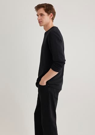 M064622-21842 Erkek Siyah Uzun Kol T-shirt - 2