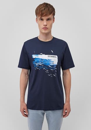 M0611884-70490 Erkek Lacivert Baskılı T-shirt - 1