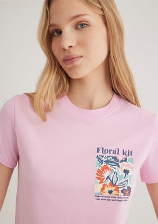 M1612956-71117 Kadın Pembe Baskılı T-shirt - 2