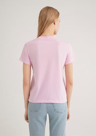 M1612956-71117 Kadın Pembe Baskılı T-shirt - 3