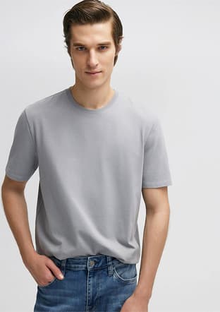 M0610252-70793 Erkek Mavi Basic T-shirt - 1