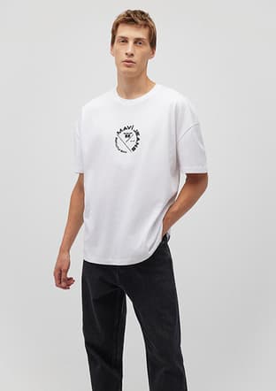 M0611719-620 Erkek Beyaz Baskılı T-shirt - 2
