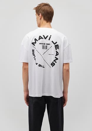 M0611719-620 Erkek Beyaz Baskılı T-shirt - 3