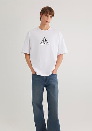 M0612524-620 Erkek Beyaz Baskılı T-shirt - 1