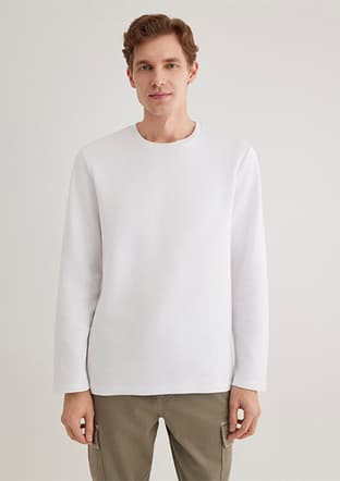 M064622-20454 Erkek Beyaz Uzun Kol T-shirt - 1