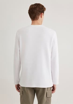 M064622-20454 Erkek Beyaz Uzun Kol T-shirt - 2