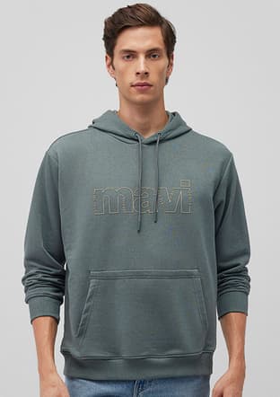 M0S10196-71577 Erkek Yeşil Sweatshirt - 1