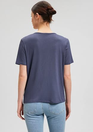 M1612381-87111 Kadın Gri V Yaka T-shirt - 2
