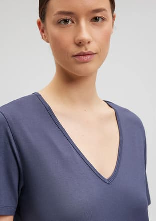 M1612381-87111 Kadın Gri V Yaka T-shirt - 3