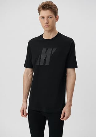 M067034-900 Erkek Siyah Baskılı T-shirt - 1