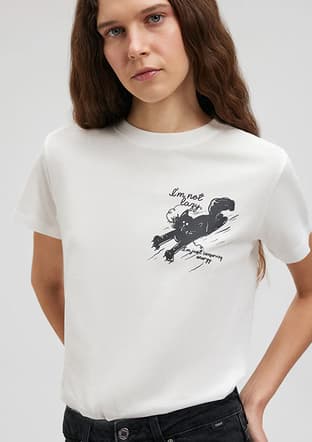 M1612233-70057 Kadın Beyaz Baskılı T-shirt - 1