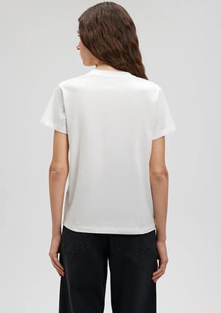 M1612233-70057 Kadın Beyaz Baskılı T-shirt - 2