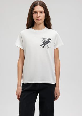 M1612233-70057 Kadın Beyaz Baskılı T-shirt - 3