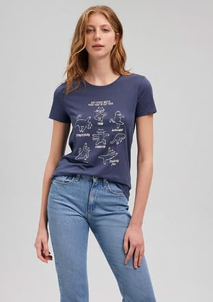 M1612205-70487 Kadın Çok Renkli Baskılı T-shirt - 1