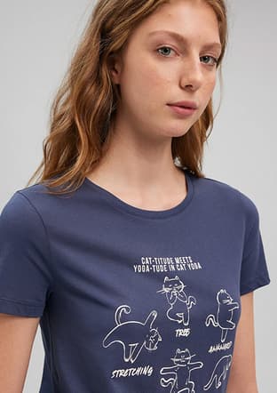 M1612205-70487 Kadın Çok Renkli Baskılı T-shirt - 3