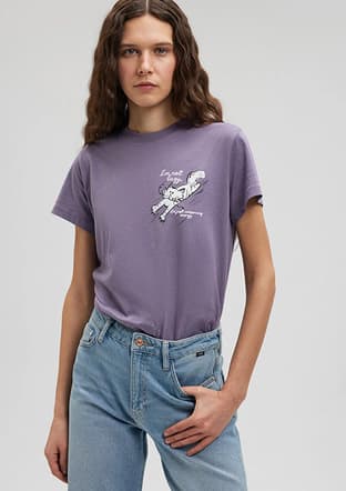 M1612233-70608 Kadın Çok Renkli Baskılı T-shirt - 1