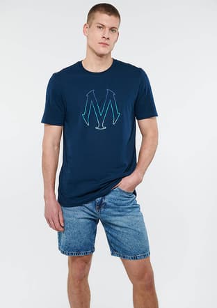M0610635-70490 Erkek Lacivert Baskılı T-shirt - 1