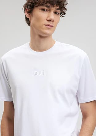 M0610100-620 Erkek Beyaz Baskılı T-shirt - 1