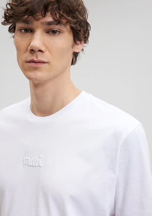 M0610100-620 Erkek Beyaz Baskılı T-shirt - 3