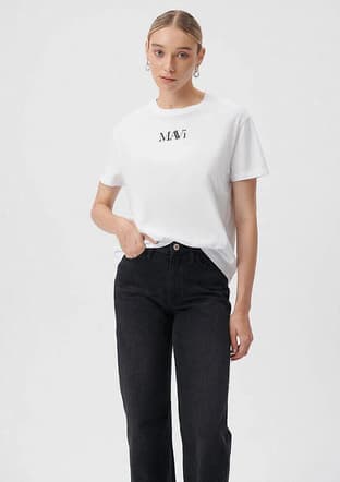M1611594-620 Kadın Beyaz Baskılı T-shirt - 1