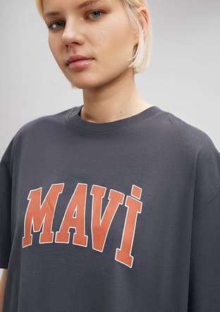 M1600843-82185 Kadın Antrasit Baskılı T-shirt - 3