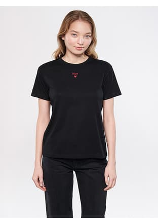 M1601185-900 Kadın Siyah Baskılı T-shirt - 3