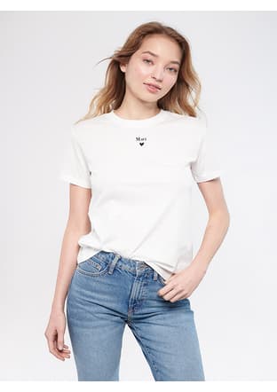 M1601185-33389 Kadın Beyaz Baskılı T-shirt - 1