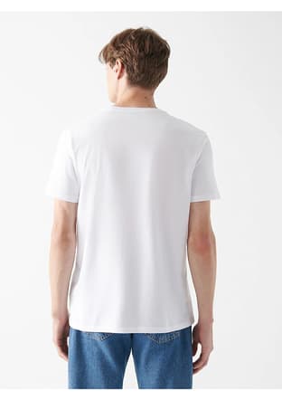 M067153-620 Erkek Beyaz Baskılı T-shirt - 2