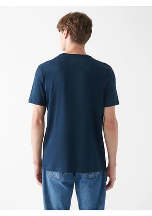 M067114-34319 Erkek Lacivert Baskılı T-shirt - 3