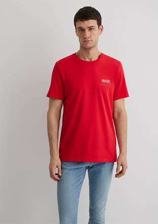 M066841-33099 Erkek Kırmızı Baskılı T-shirt - 1