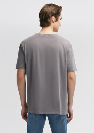 M0610136-80618 Erkek Gri Bisiklet Yaka T-shirt - 3