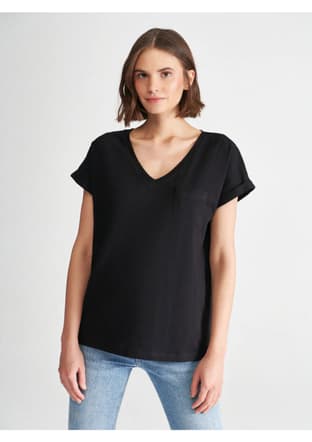 M1600961-900 Kadın Siyah Kısa Kol T-shirt - 1