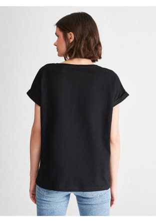 M1600961-900 Kadın Siyah Kısa Kol T-shirt - 2
